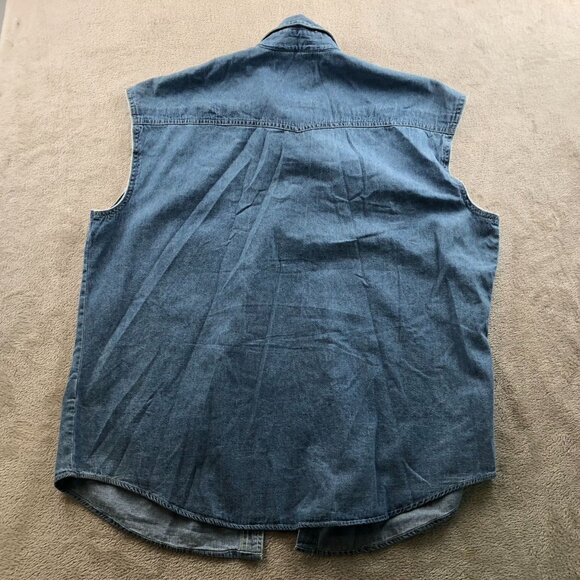 Bit & Bridle Men's Chambre Shirt XL Sleeveless Button Up Pocket Blue Denim Casua - Picture 14 of 15